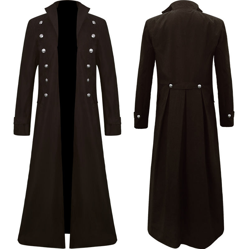 Men's Steampunk Vintage Jacket, Gothic Victorian Frock Coat, Uniform Halloween Costume