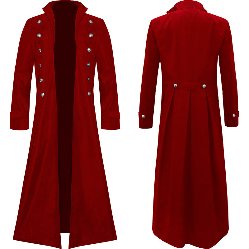 Men's Steampunk Vintage Jacket, Gothic Victorian Frock Coat, Uniform Halloween Costume