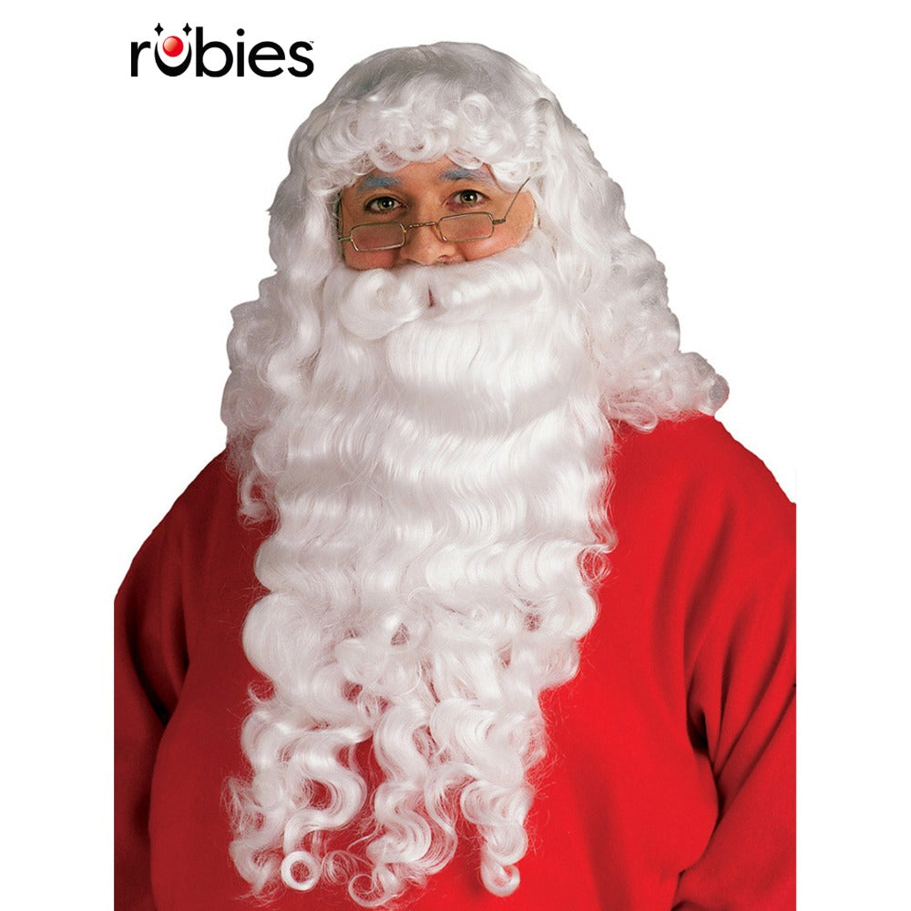 SANTA PLUSH BEARD & WIG SET – ADULT Officially Licensed