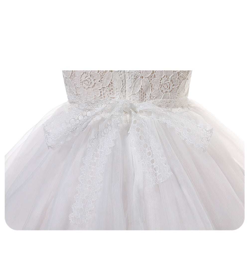 Lightweight Breathable Baby Girl Lace Dress – Puffy Tulle Princess Gown