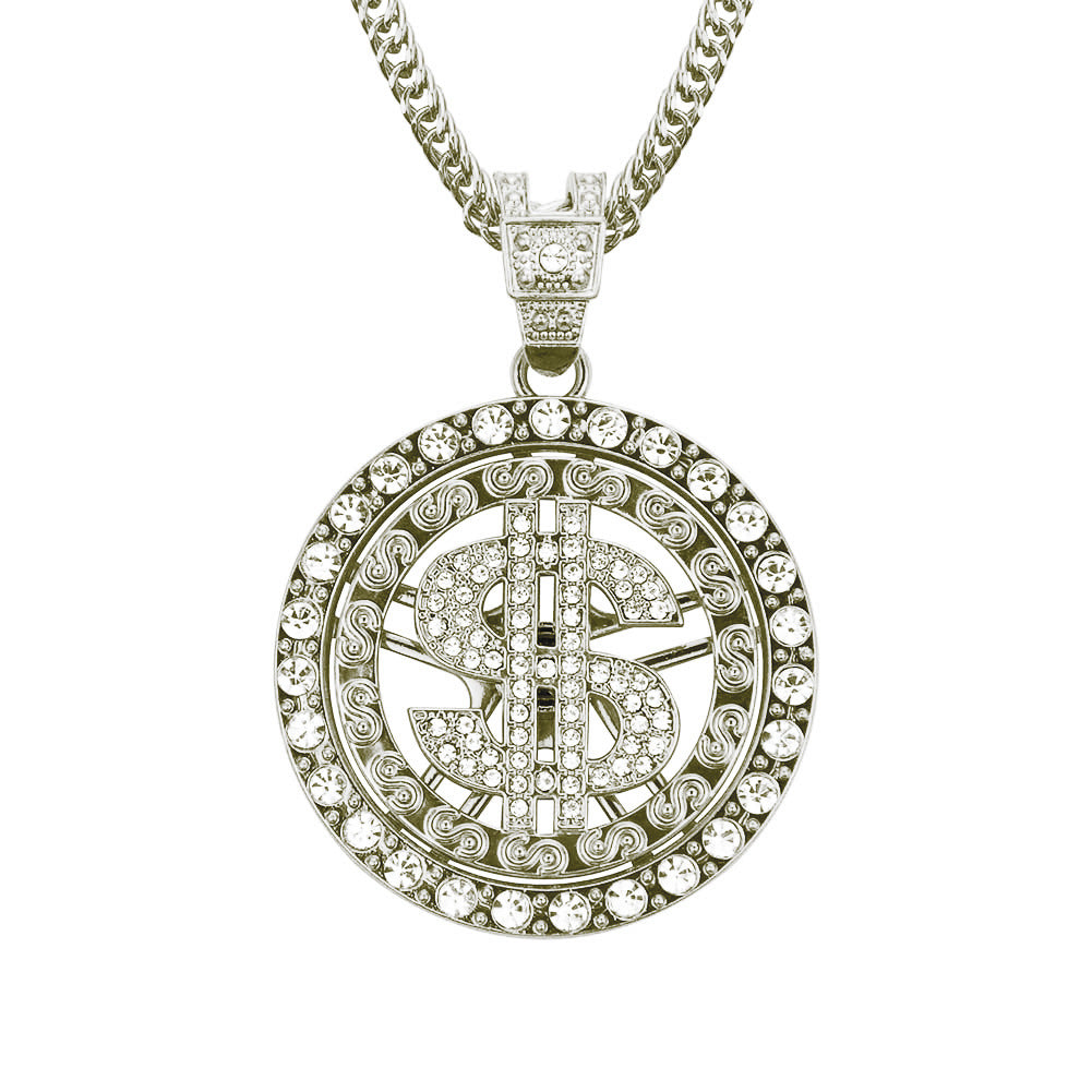 Fake Gold Chain Dollar Sign Necklace, Hip hop Long Chain Necklace Jewelry for Rapper Disco