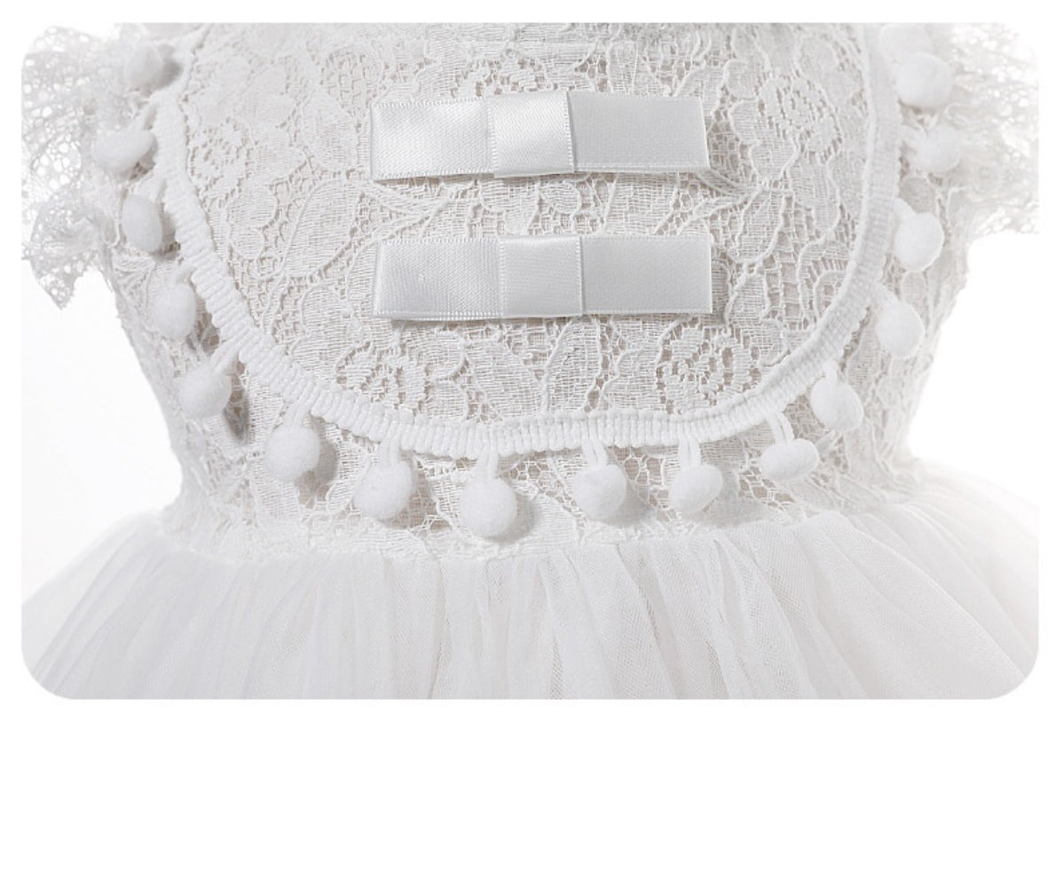 Lightweight Breathable Baby Girl Lace Dress – Puffy Tulle Princess Gown