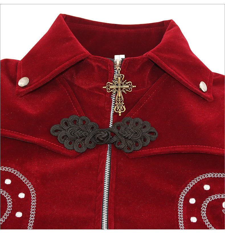 Gothic Autumn/Winter Tuxedo Medieval Retro Coat Stand Up Collar Vintage Jacket Perfect for Party