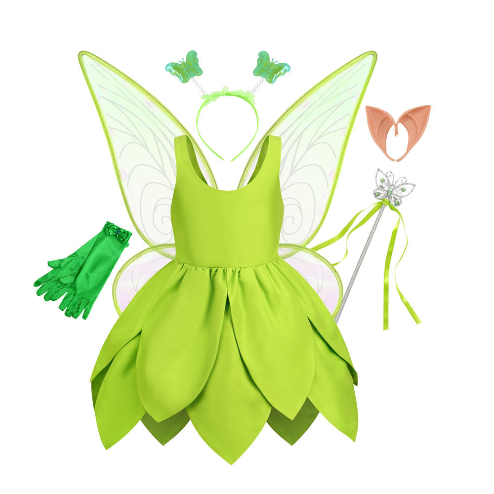 Green Elf Elsa Wonderful Fairy Tinker Bell Princess Dress Tinker Bell