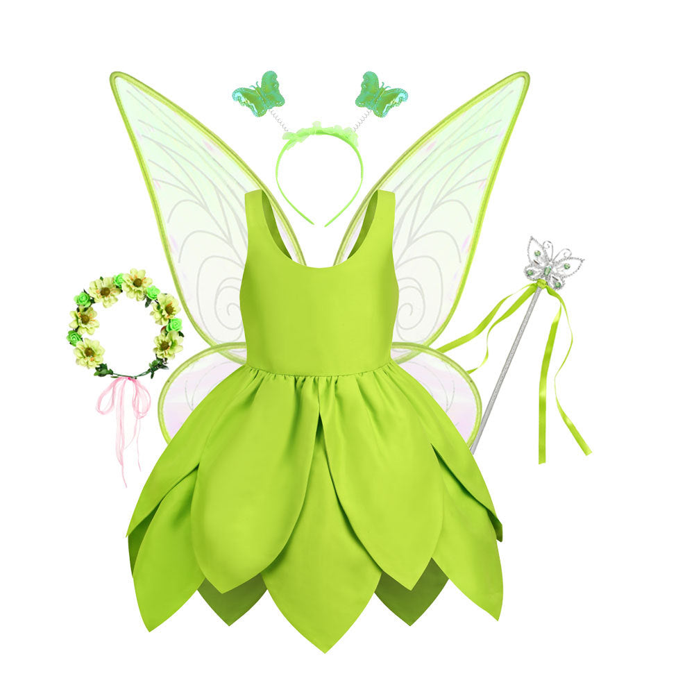 Green Elf Elsa Wonderful Fairy Tinker Bell Princess Dress Tinker Bell