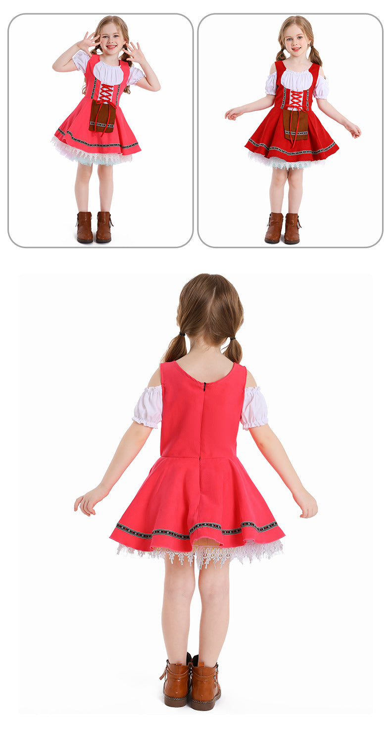 Girls Oktoberfest Costume Bavarian German Dirndl Dress Kids Fancy Dress