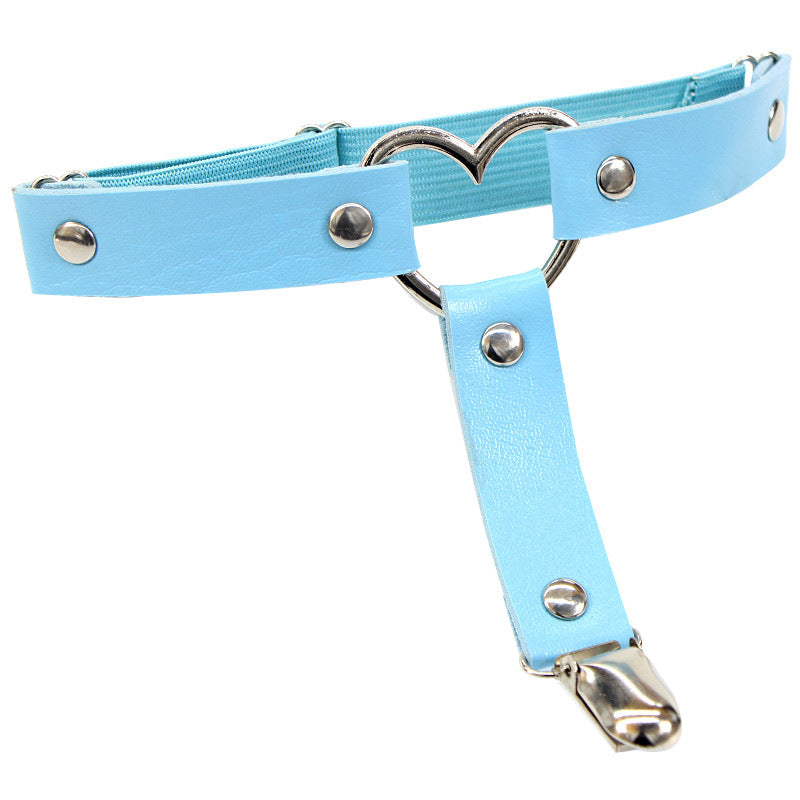 Punk Love-Shaped Leather Leg Ring: Japanese Non-Slip Thigh Socks Foot Ring Garter