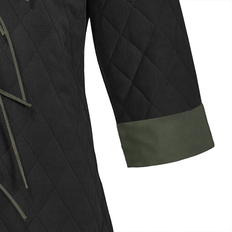 Men 4/3 Sleeves Medieval Armor Retro Jacket Pirate Stand-neck Cotton Coat