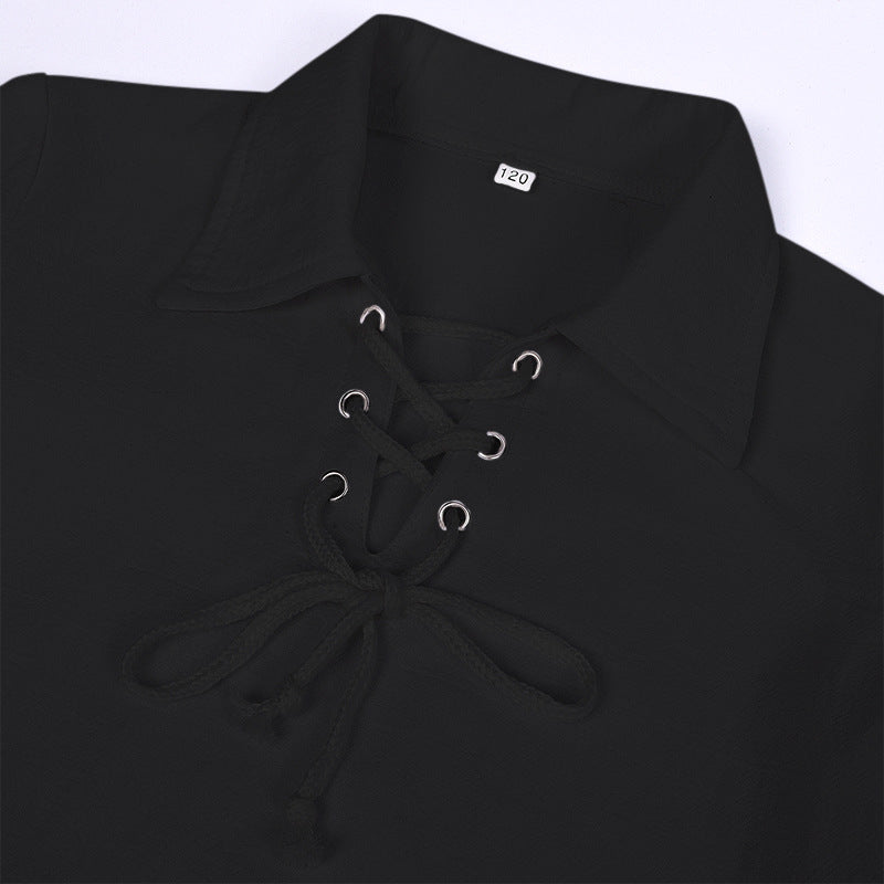 Kids Halloween Renaissance Victorian Steampunk Shirt – Black Pirate Costume