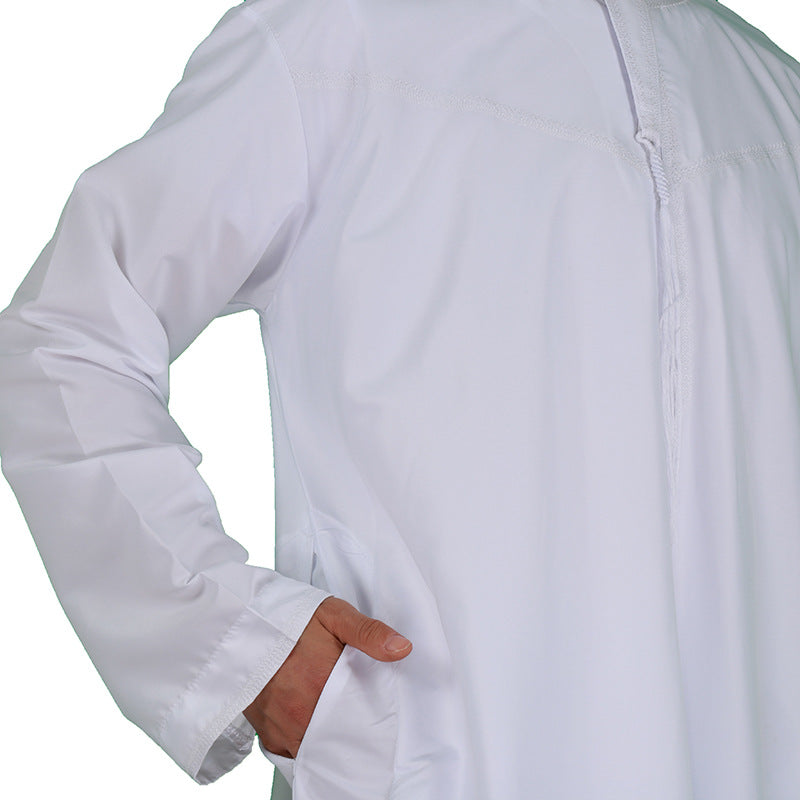 Mens Muslim Clothing Saudi Arab Long Sleeve Thobe Islamic Jubba Kaftan Oman Style Arabic Robe Bisht