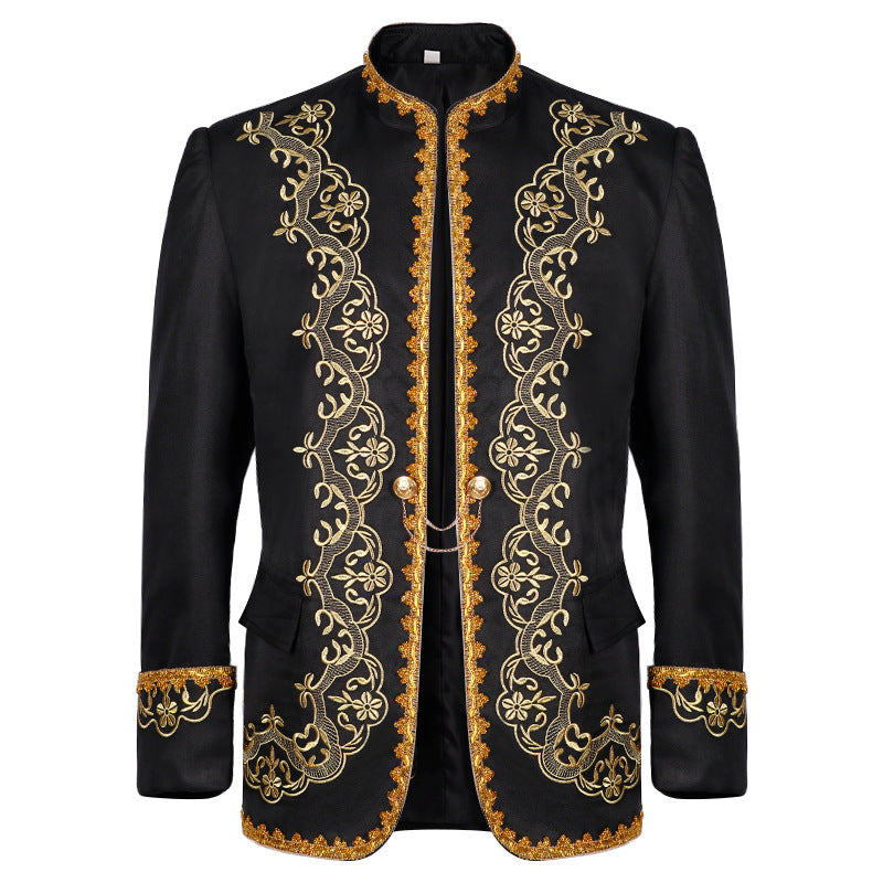 European Royal Suit for Men – Gold-Encrusted Regal Prince Jacket