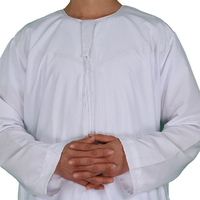 Mens Muslim Clothing Saudi Arab Long Sleeve Thobe Islamic Jubba Kaftan Oman Style Arabic Robe Bisht