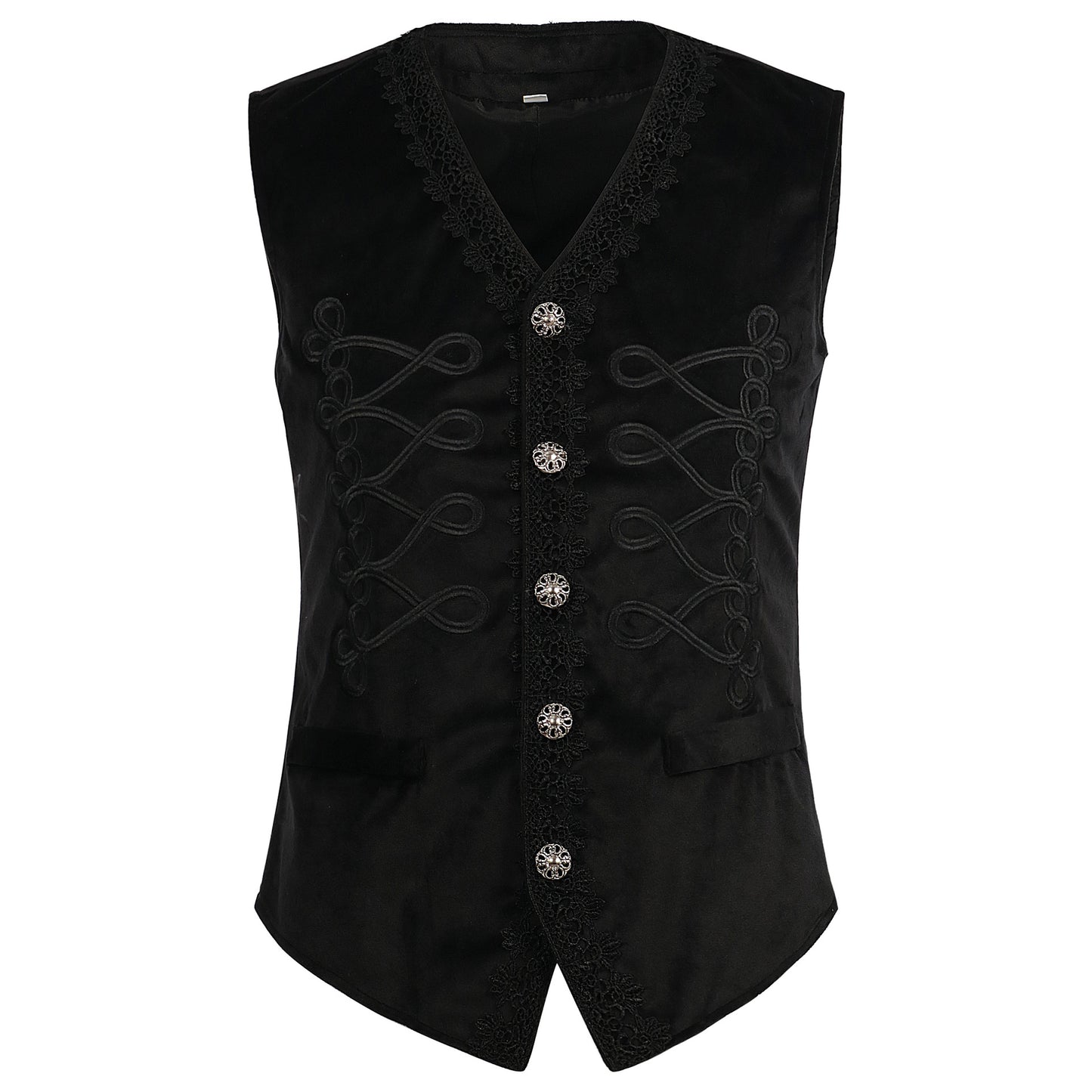Medieval Embroidered Vest Retro Men's Dress Mental Button up Waistcoat Costume