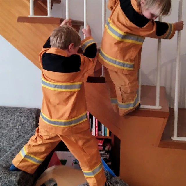 Boys Fireman Uniform Suit Children's Firefighter Performance Costume with Toy