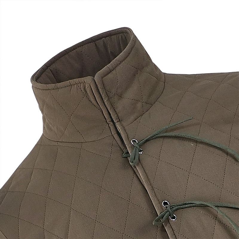 Men 4/3 Sleeves Medieval Armor Retro Jacket Pirate Stand-neck Cotton Coat
