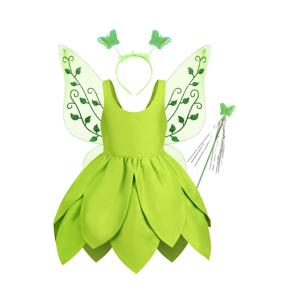 Green Elf Elsa Wonderful Fairy Tinker Bell Princess Dress Tinker Bell