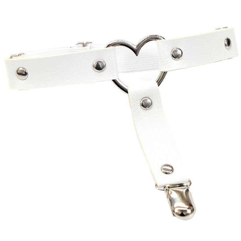 Punk Love-Shaped Leather Leg Ring: Japanese Non-Slip Thigh Socks Foot Ring Garter