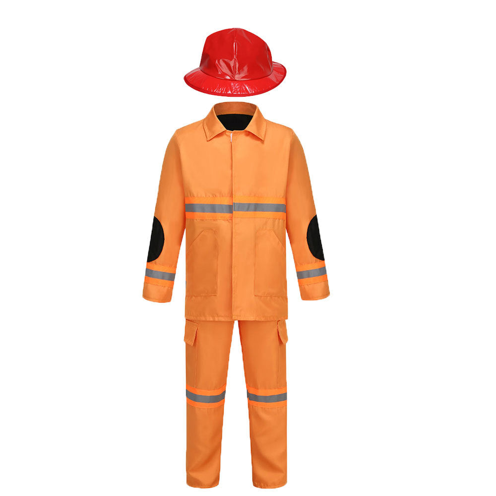 Boys Fireman Uniform Suit Children's Firefighter Performance Costume with Toy