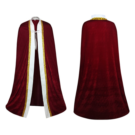 Royal King Queen Velvet Cape Medieval Prince Cloak Halloween Cosplay Costume