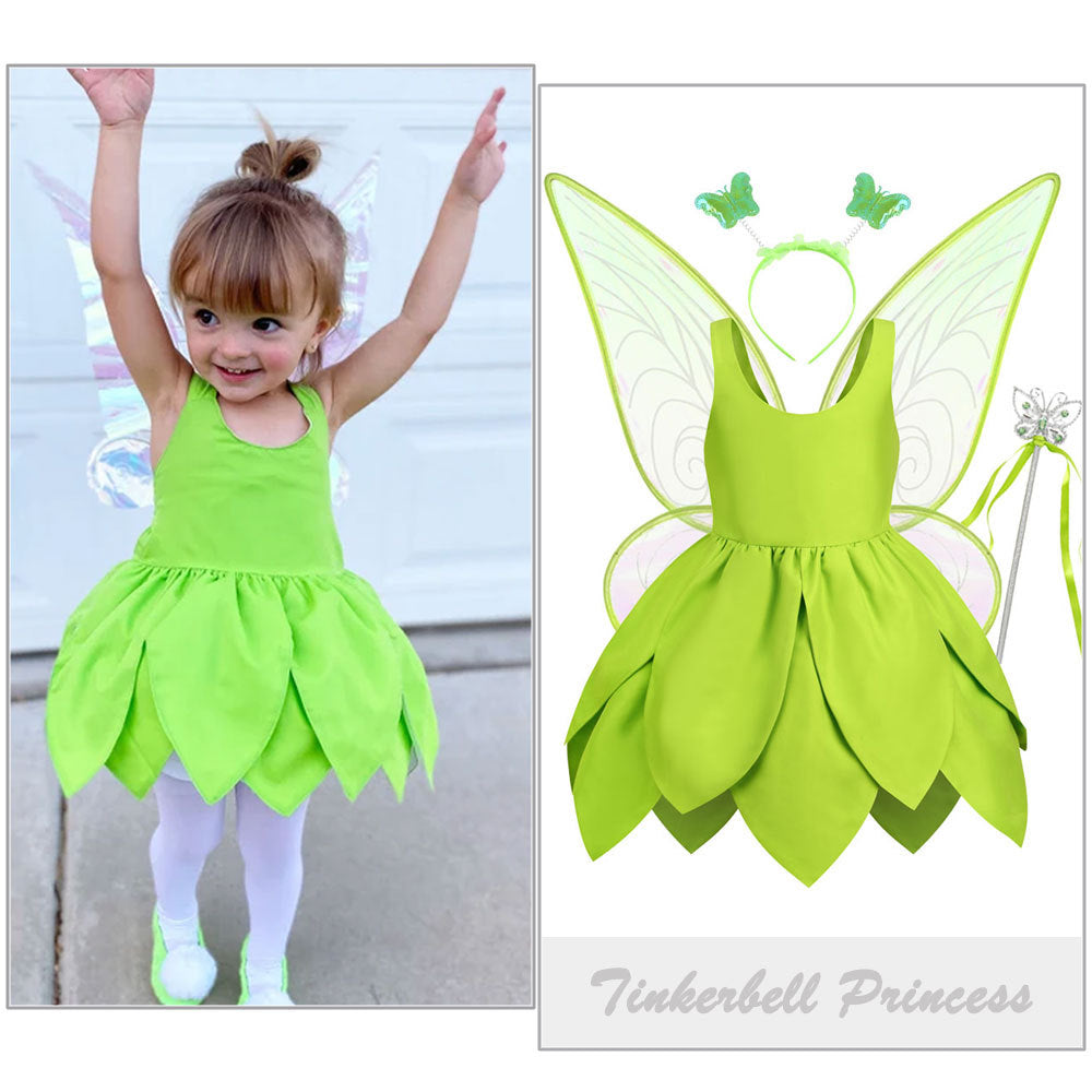 Green Elf Elsa Wonderful Fairy Tinker Bell Princess Dress Tinker Bell