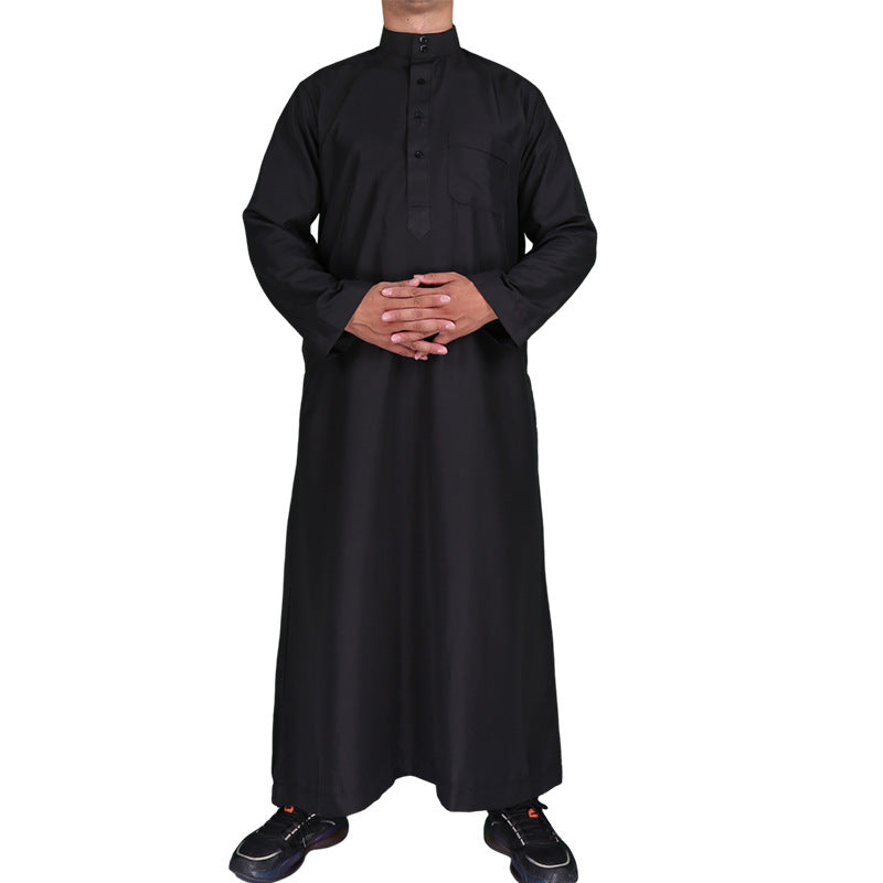Mens Black Thobe Islamic Jubba Kaftan Robe | Traditional Arab Bisht for Formal Events