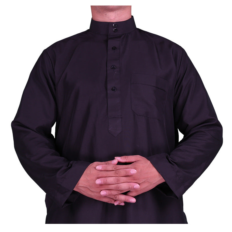 Mens Black Thobe Islamic Jubba Kaftan Robe | Traditional Arab Bisht for Formal Events