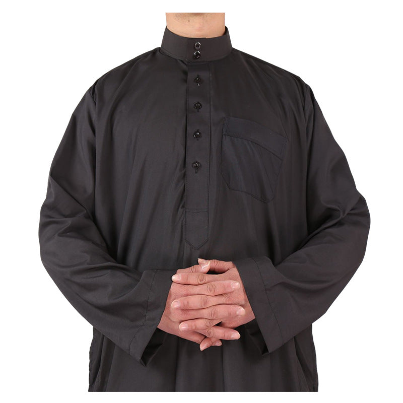 Mens Black Thobe Islamic Jubba Kaftan Robe | Traditional Arab Bisht for Formal Events