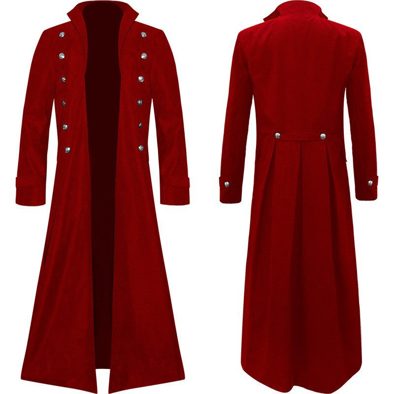 Men's Steampunk Vintage Jacket, Gothic Victorian Frock Coat, Uniform Halloween Costume