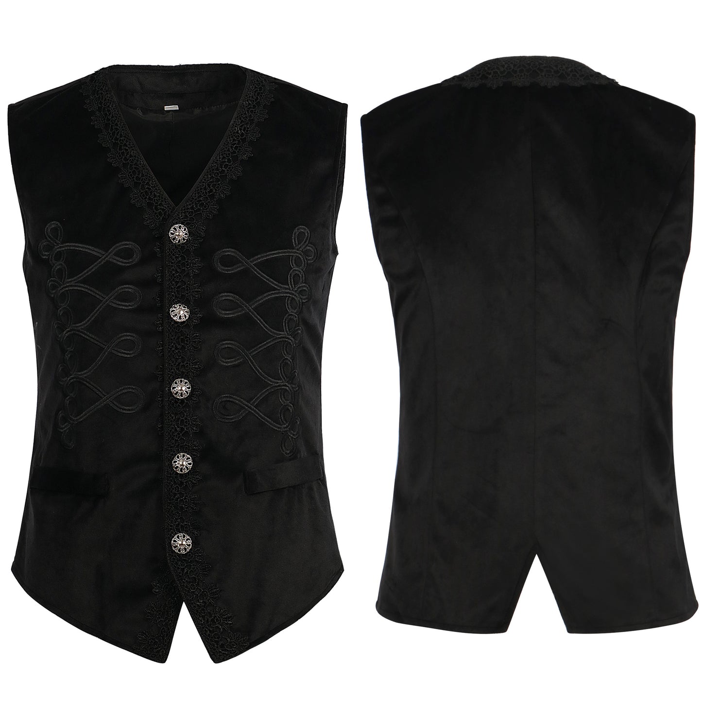 Medieval Embroidered Vest Retro Men's Dress Mental Button up Waistcoat Costume