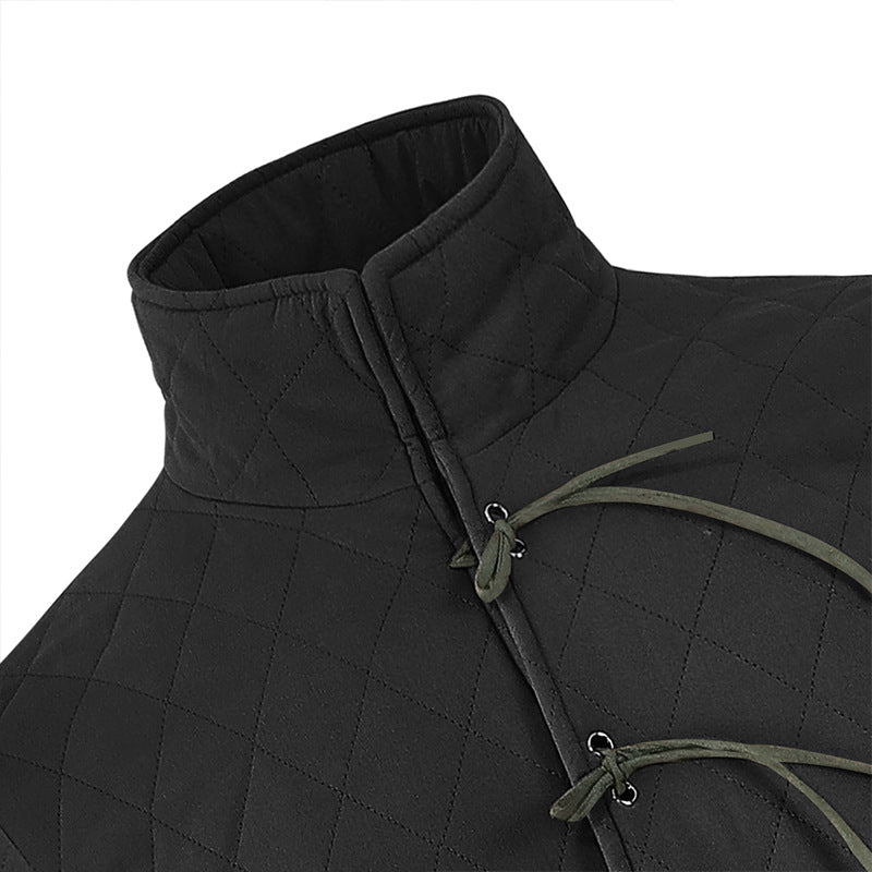 Men 4/3 Sleeves Medieval Armor Retro Jacket Pirate Stand-neck Cotton Coat