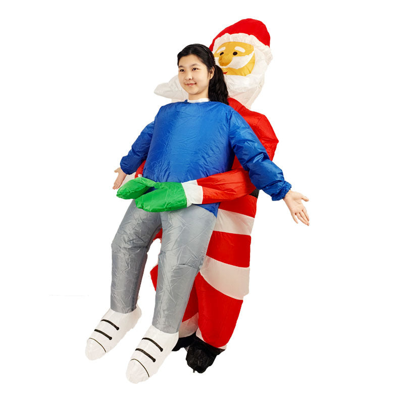 Funny Cartoon Clothing Xmas Popup Carton , Santa Claus Carrying, Claus Inflatable for Adult kid