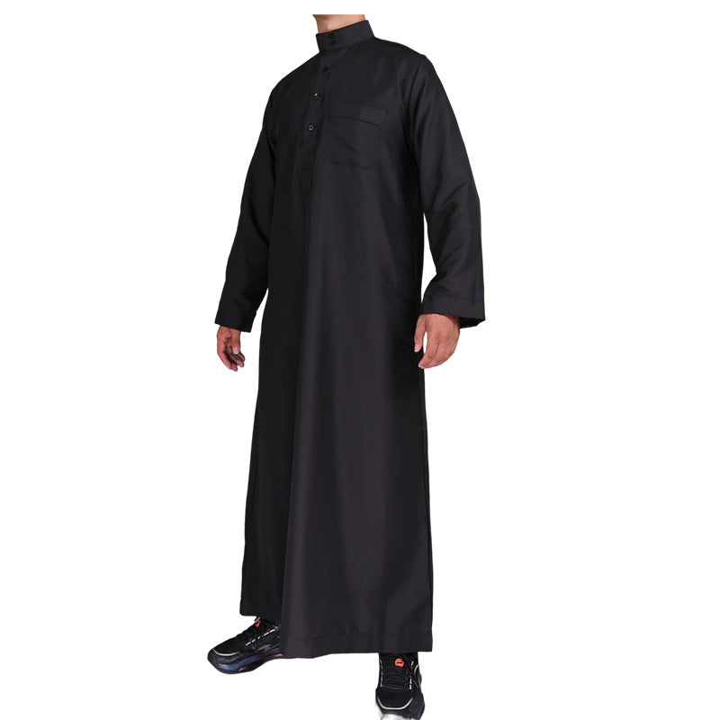 Mens Black Thobe Islamic Jubba Kaftan Robe | Traditional Arab Bisht for Formal Events