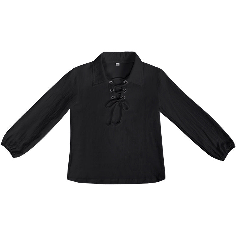 Kids Halloween Renaissance Victorian Steampunk Shirt – Black Pirate Costume
