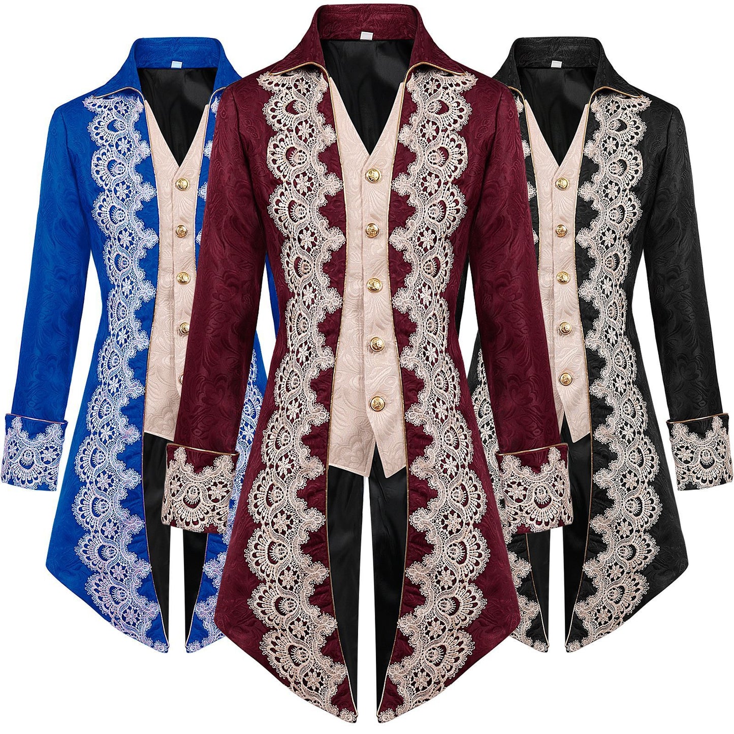 Retro Luxury Steampunk Medieval Jacket Gothic Victorian Frock Coat Party Costume