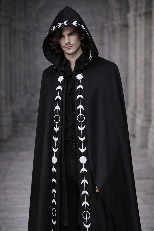 Adult Retro Medieval Renaissance Witch Hooded Cloak Halloween Costume Cape