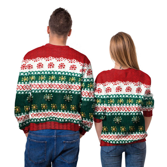 Xmas Ugly Shirt Digital Print Christmas Crew Neck Sweatshirt Top Couple Wear