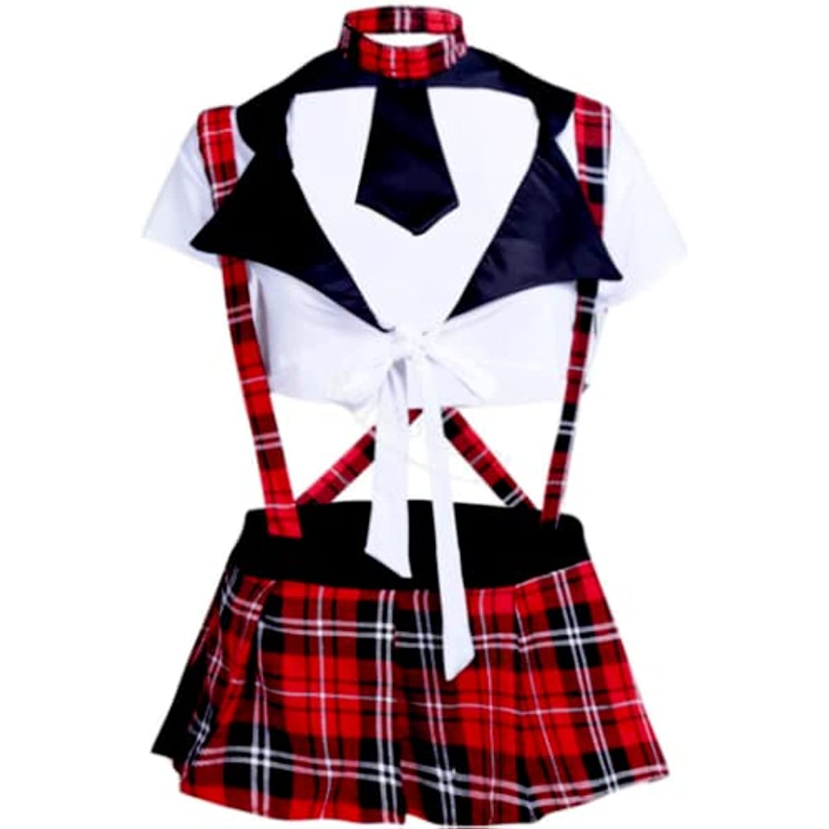 Women’s Uniform-Inspired Plaid Lingerie Set with Tie | XS–M
