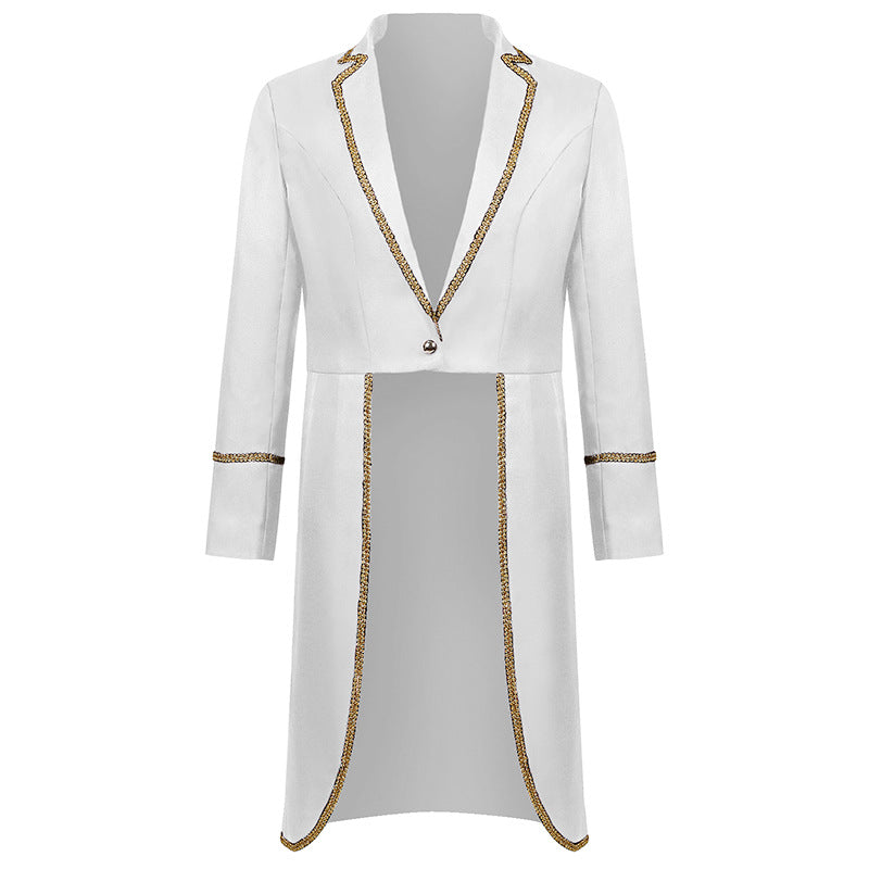 Men’s Mid-Length Punk Tailcoat w/ Gold Trim – Medieval/Victorian | S–3XL