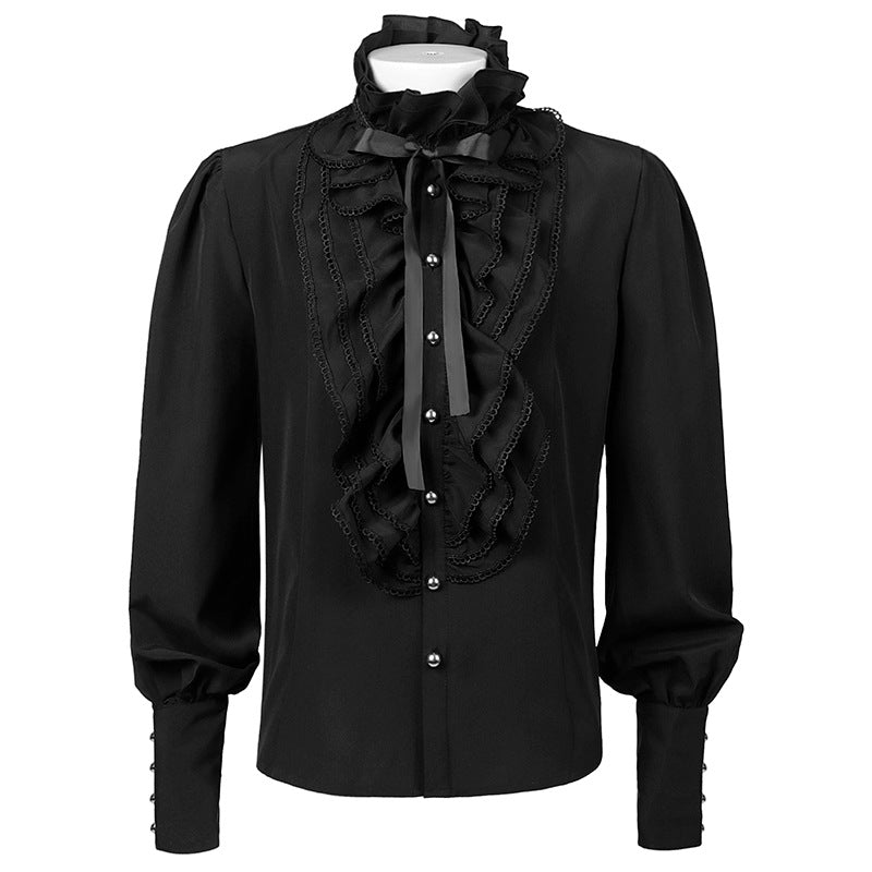 Men's Ruffled Shirt: Steampunk Victorian Fashion for Medieval and Victorian-inspired Ensembles Exquisite lace