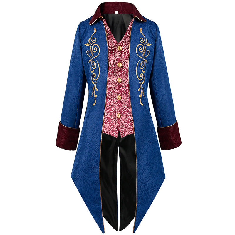 Halloween Tuxedo Medieval Retro Clothing Mid-length Punk Men's Coat Victorian Tailcoat Steampunk Jacket Gothic