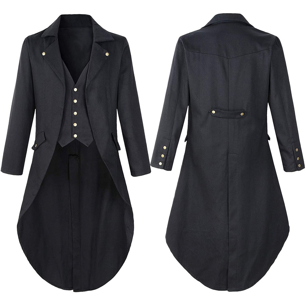 Men Retro Medieval Steampunk Gothic Jacket Victorian Tailcoat Halloween Costume Australia costumes meejoy