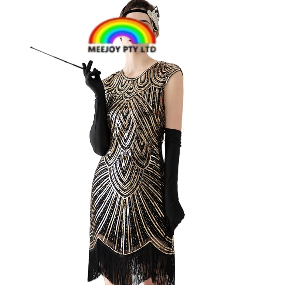 slim fit dress slacks Deluxe 20s Sequin Flapper Costume Adult Gold Dress main image 1