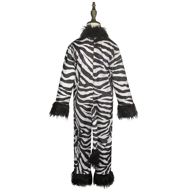 Kids Zebra Costume Jumpsuit Animal Fancy Dress Book Week Halloween
