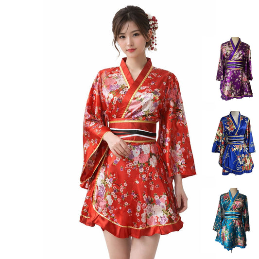 Japanese Kimono Robe Floral Yukata Dress Cosplay Sleepwear Costume Women