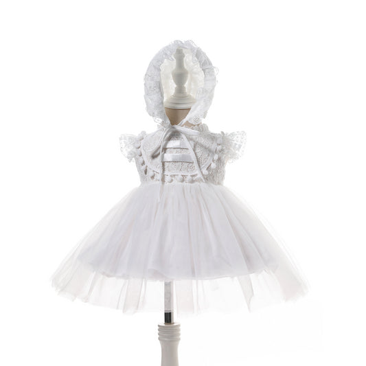 Lightweight Breathable Baby Girl Lace Dress – Puffy Tulle Princess Gown MEEJOY