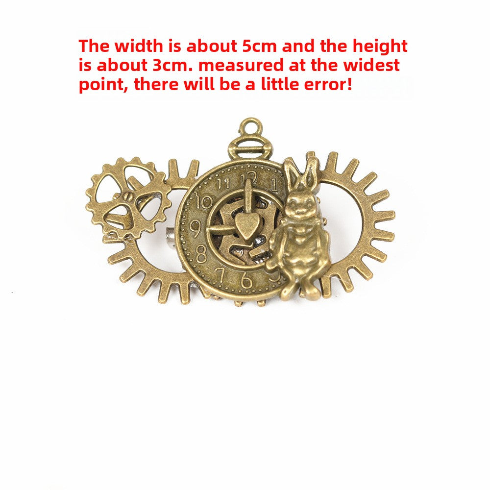 Steampunk Gear Wing Brooch Victorian Gothic Chain Lapel Pin Cosplay Accessory