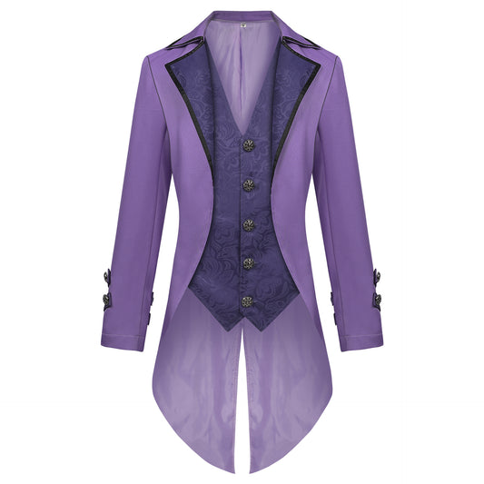 Halloween Mens Steampunk Gothic Tailcoat Jacket Victorian Pirate Vampire Cosplay