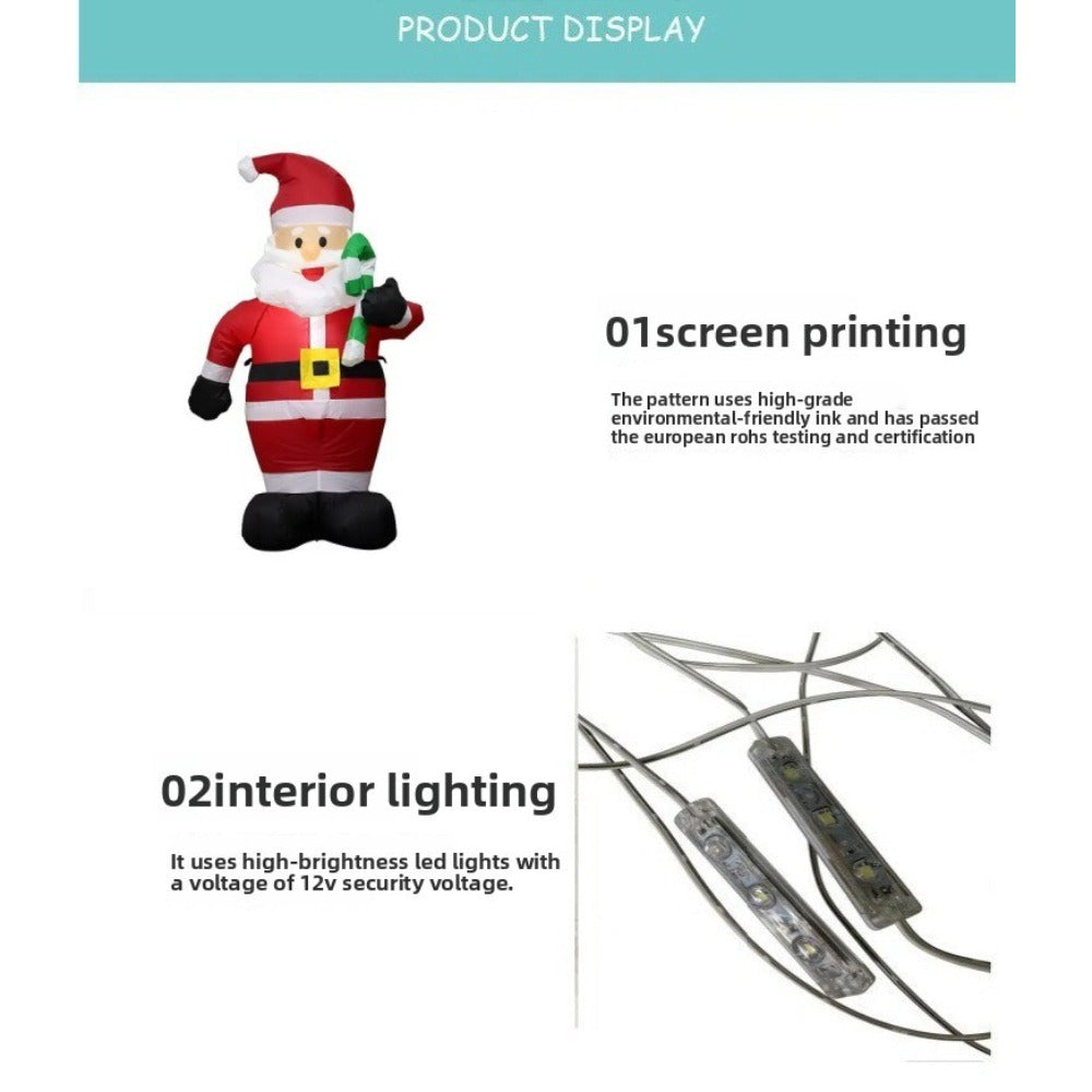 1.2M Christmas Inflatable Santa LED Light Candy Cane Outdoor Yard Decor