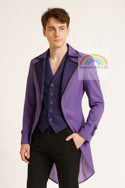 Halloween Mens Steampunk Gothic Tailcoat Jacket Victorian Pirate Vampire Cosplay