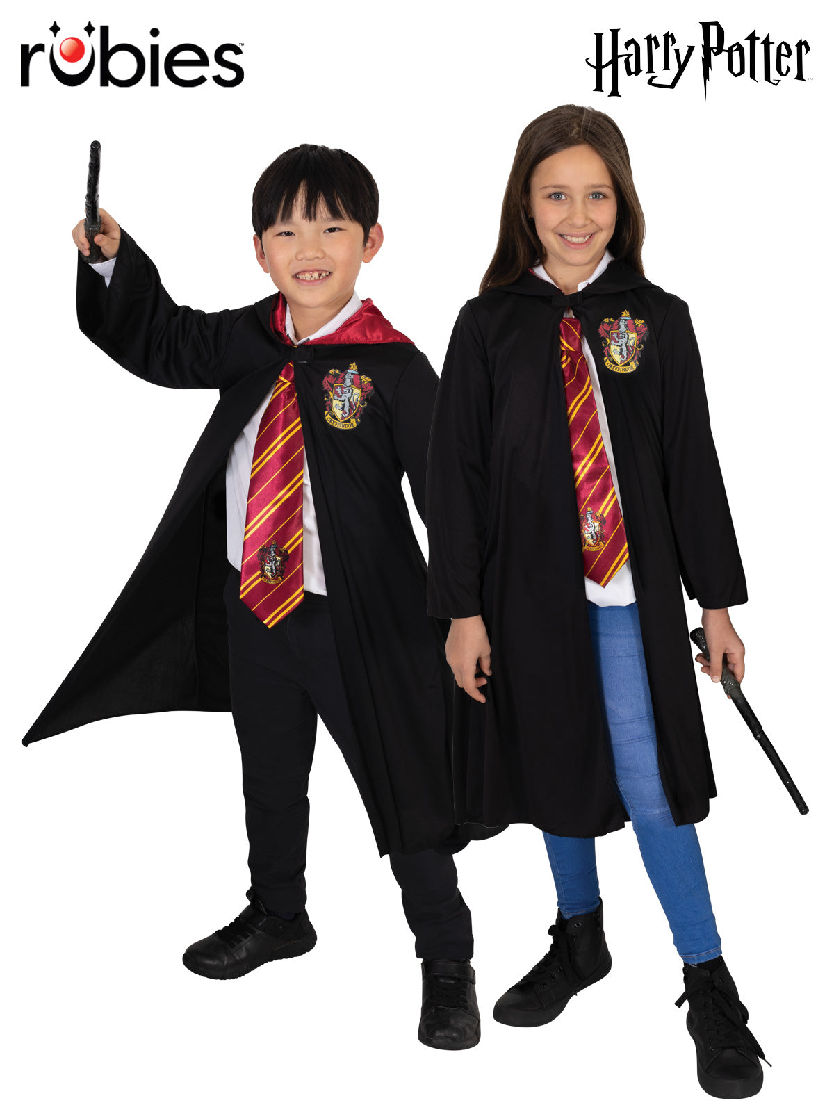 HARRY POTTER /  GRYFFINDOR ROBE & WAND, CHILD SIZE 9+ Officially Licensed